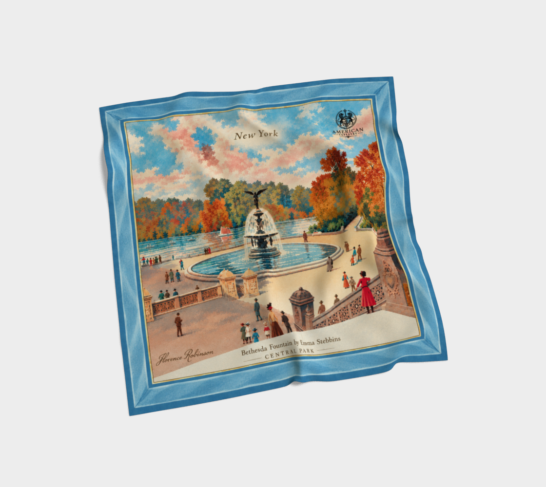 100% Silk Scarf — Bethesda Fountain, Central Park, NYC — Blue