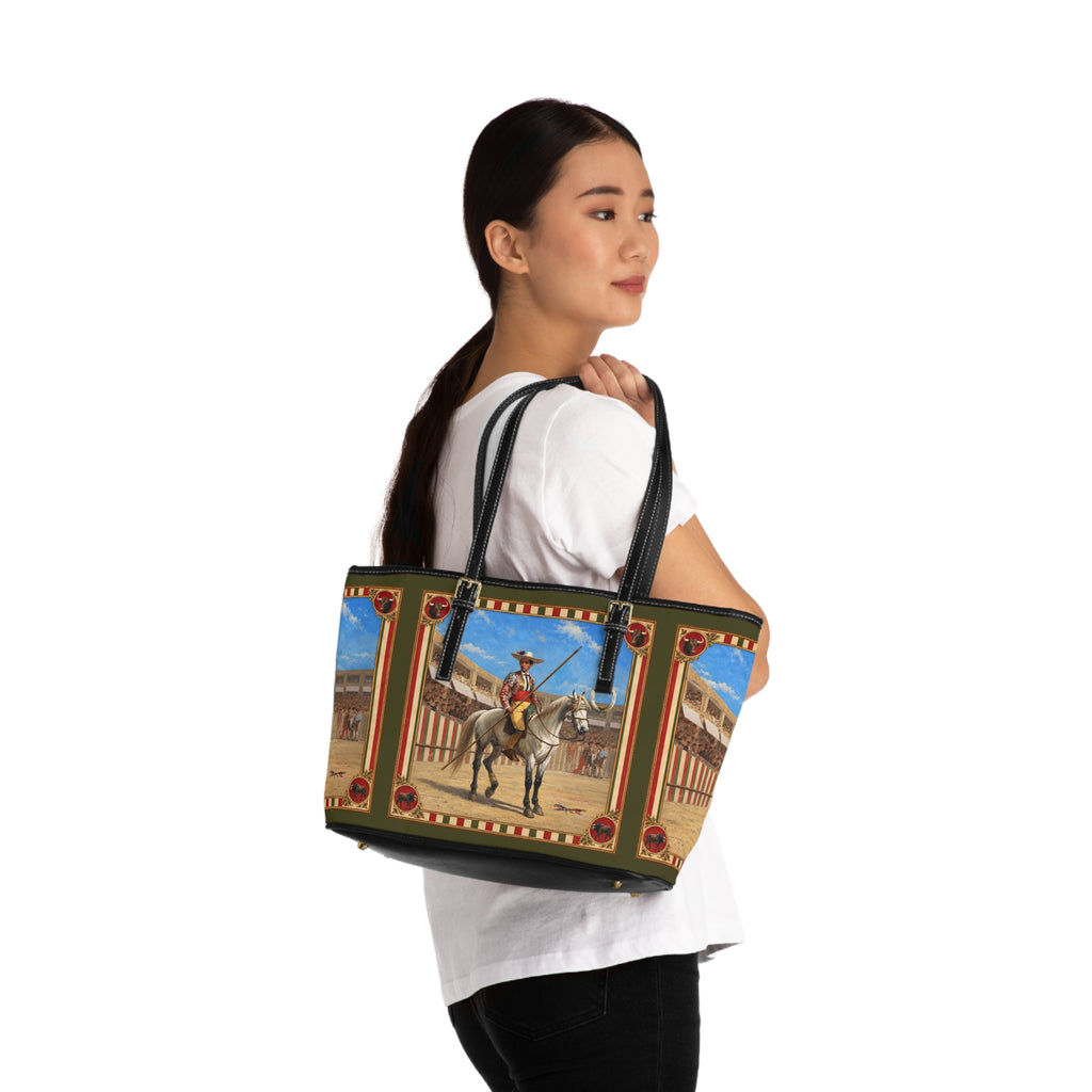 The Matador Collection-Tote-Red Cameo Bull with Olive