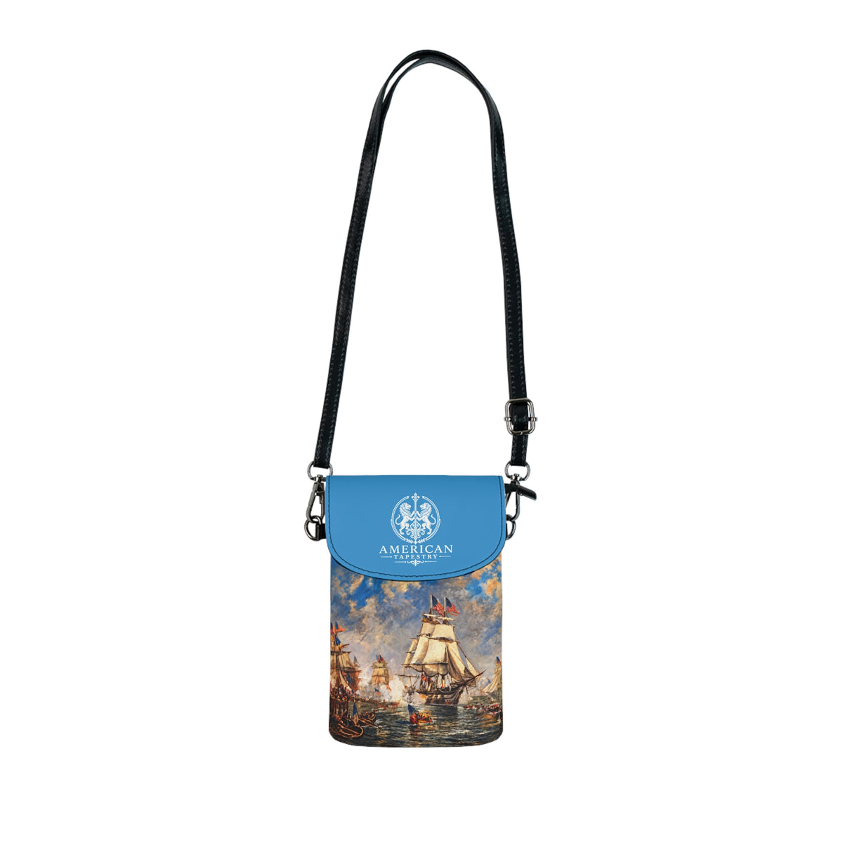 Crossbody Phone Case & Wallet Crossbody Bag — Return of the Constitution — Sky Blue with White Emblem