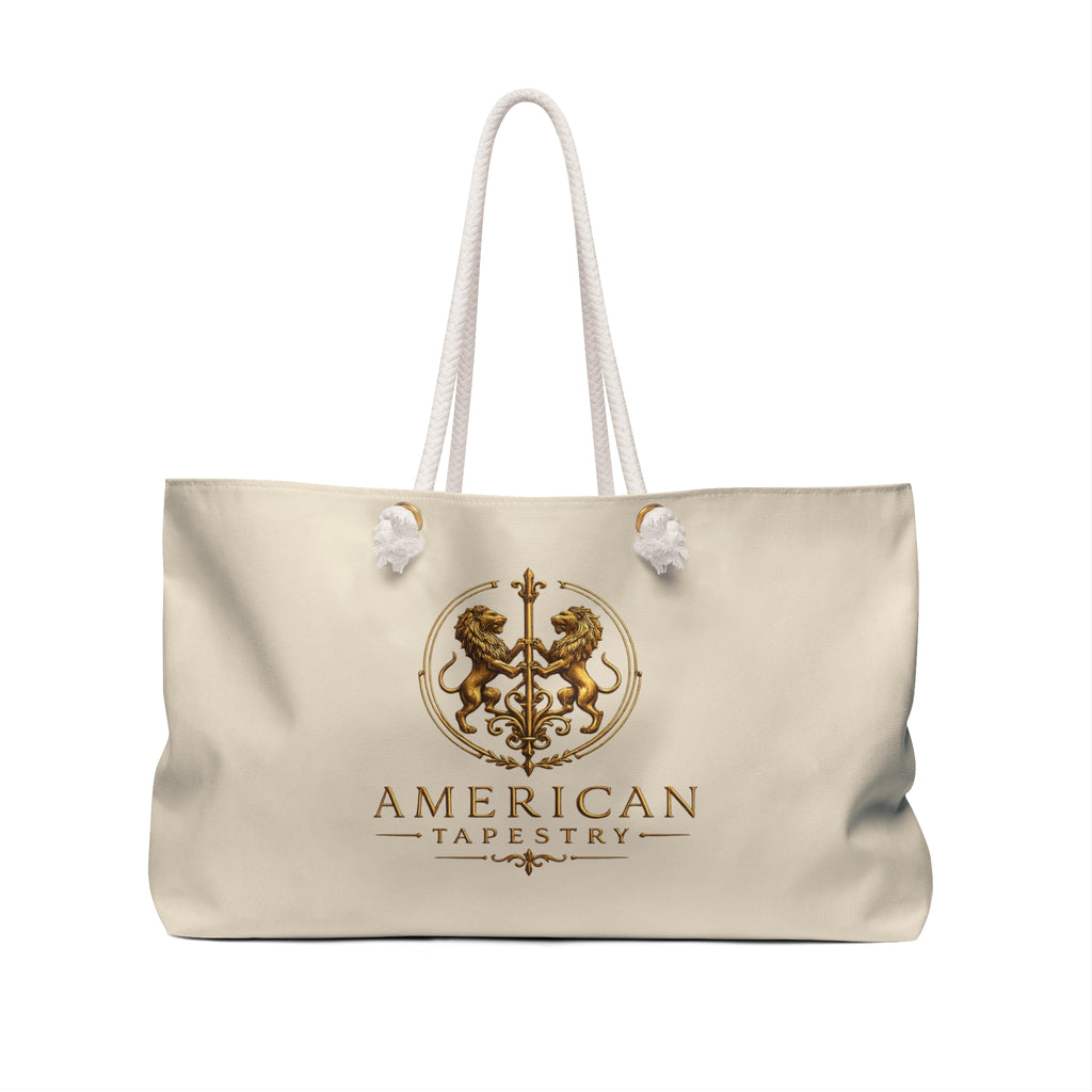 Weekender Bag — Inspired by Louis C. Tiffany (1848–1933) — Gold Lions on Warm Ivory