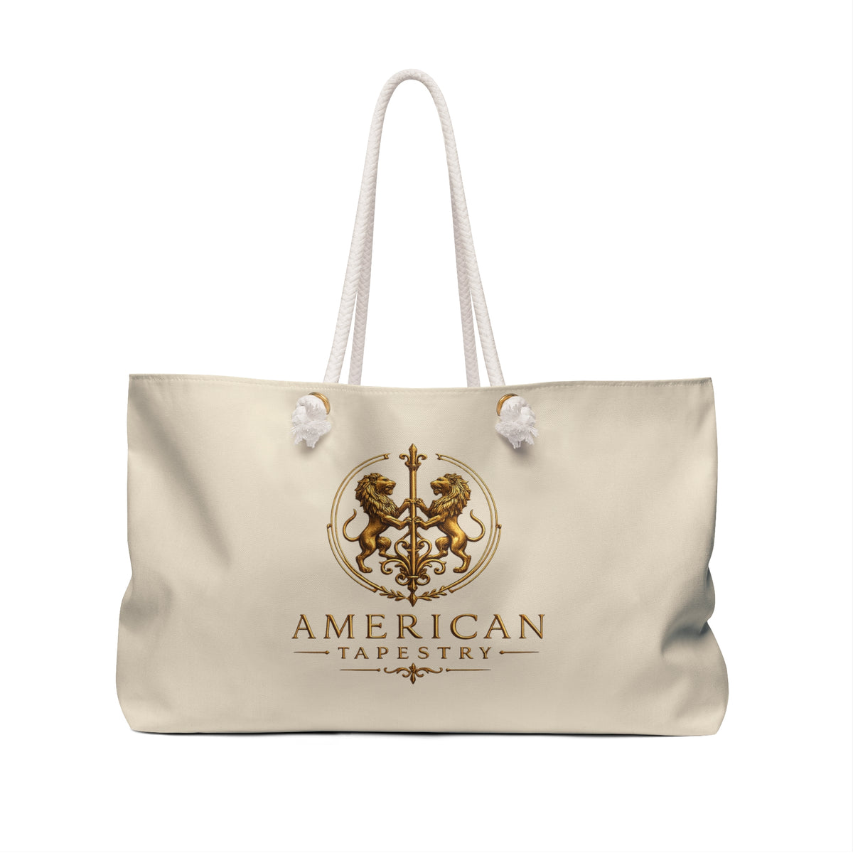 Weekender Bag — Inspired by Louis C. Tiffany (1848–1933) — Gold Lions on Warm Ivory