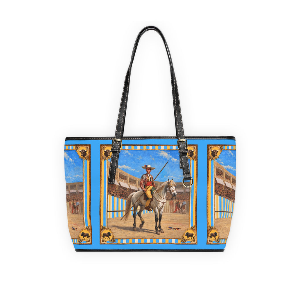 The Matador Collection-Tote-Yellow Cameo Bull-Sky Blue