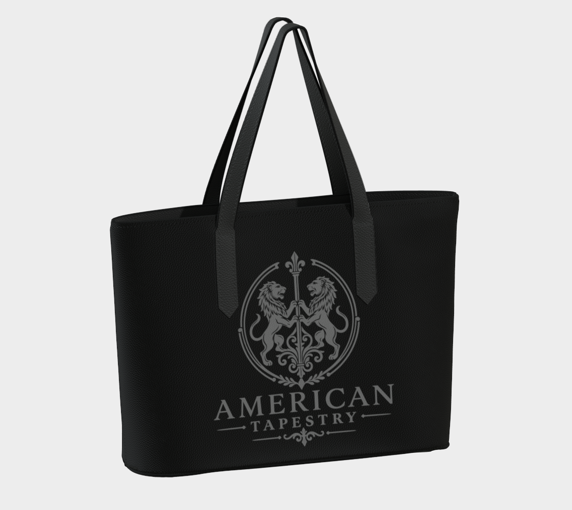 Tote — Inspired by Louis C. Tiffany (1848–1933) — Silver Gray Lions on Black