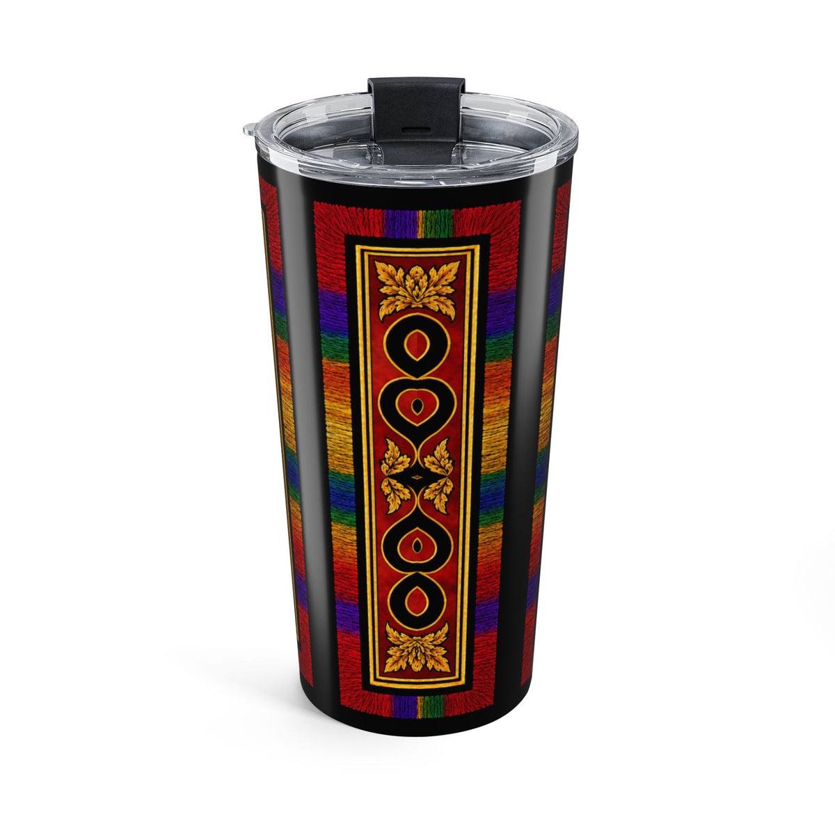 20 oz Steel Tumbler — Filling the Powder Horn — Original Multicolored on Red