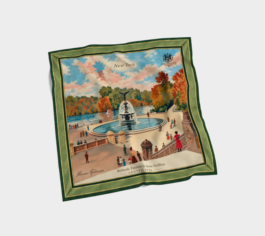 100% Silk Scarf — Bethesda Fountain, Central Park, NYC — Green