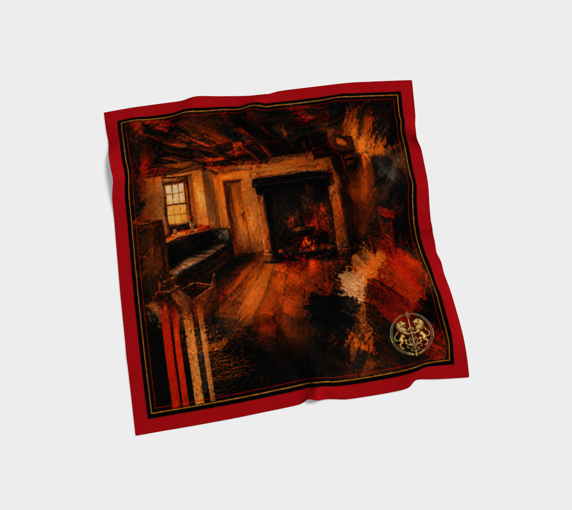 100% Silk Scarf — Interior Red — Sunrise Ombré with Red