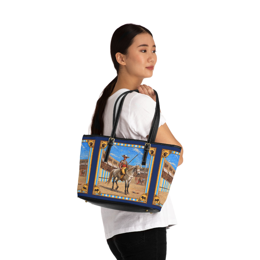 The Matador Collection-Tote-Yellow Bull Cameo with Navy