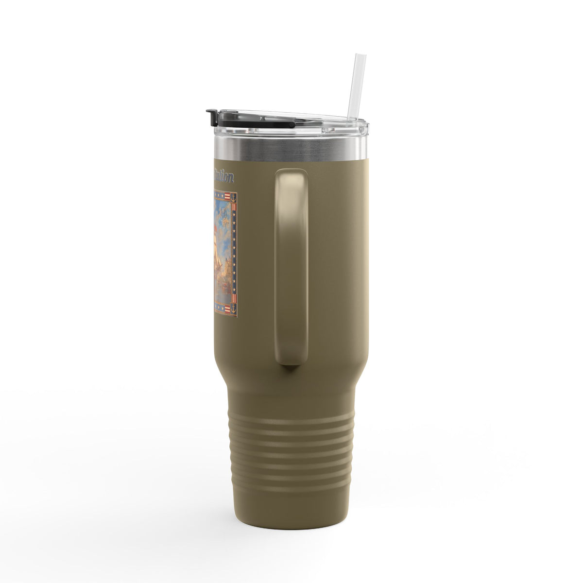 40 oz Insulated Travel Mug — USS Constitution — Multiple Colors in Black Text