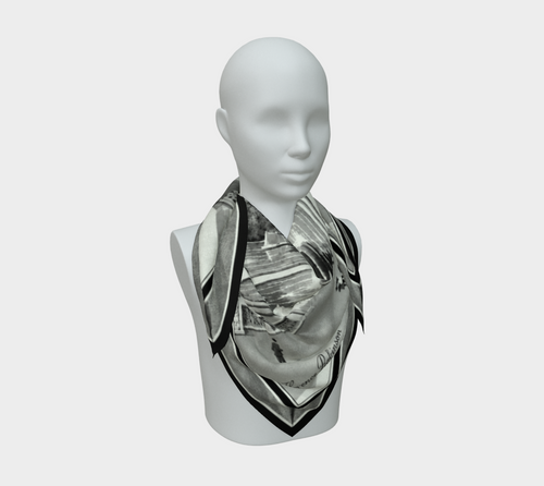100% Silk Scarf— Bethesda Fountain, Central Park, NYC — Archival Black