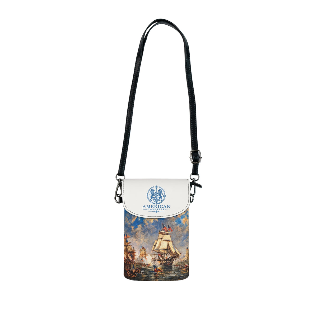 Crossbody Phone Case & Wallet Crossbody Bag — Return of the Constitution — White with Sky Blue Emblem