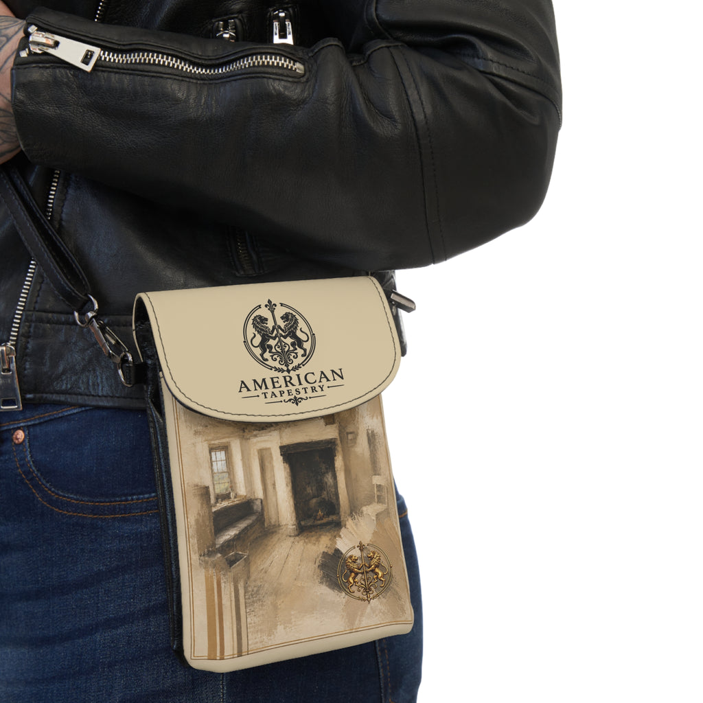 Crossbody Phone Case & Wallet — Interior Scene — Taupe