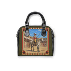 The Matador Collection-Satchel-Red Cameo Bulls with Olive