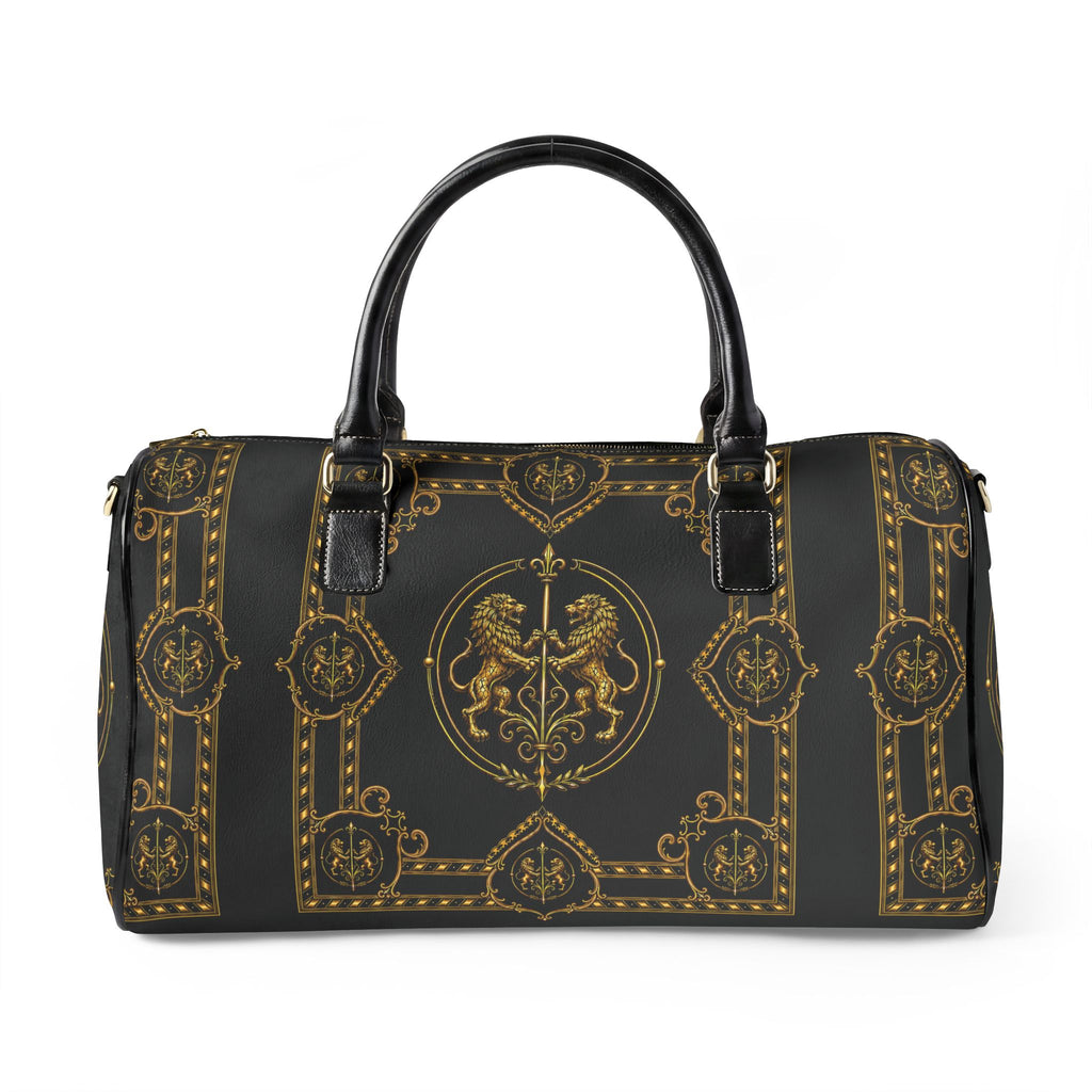 Barrel Bag — Inspired by Louis C. Tiffany (1848–1933) and a French Teacup and Saucer — Gold Lions on Black