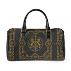 Barrel Bag — Inspired by Louis C. Tiffany (1848–1933) and a French Teacup and Saucer — Gold Lions on Black