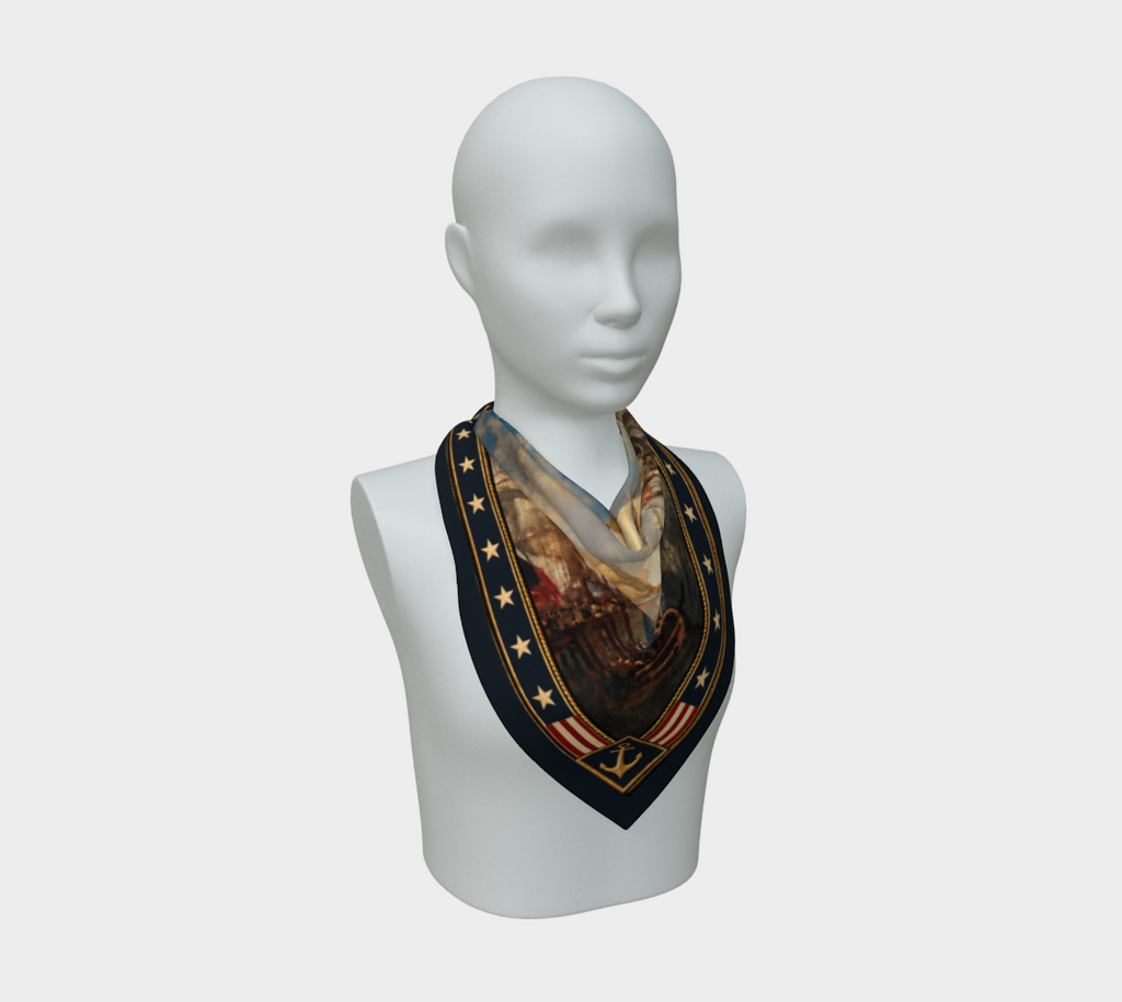 100% Silk Scarf — Return of the Constitution — Deep Navy Border