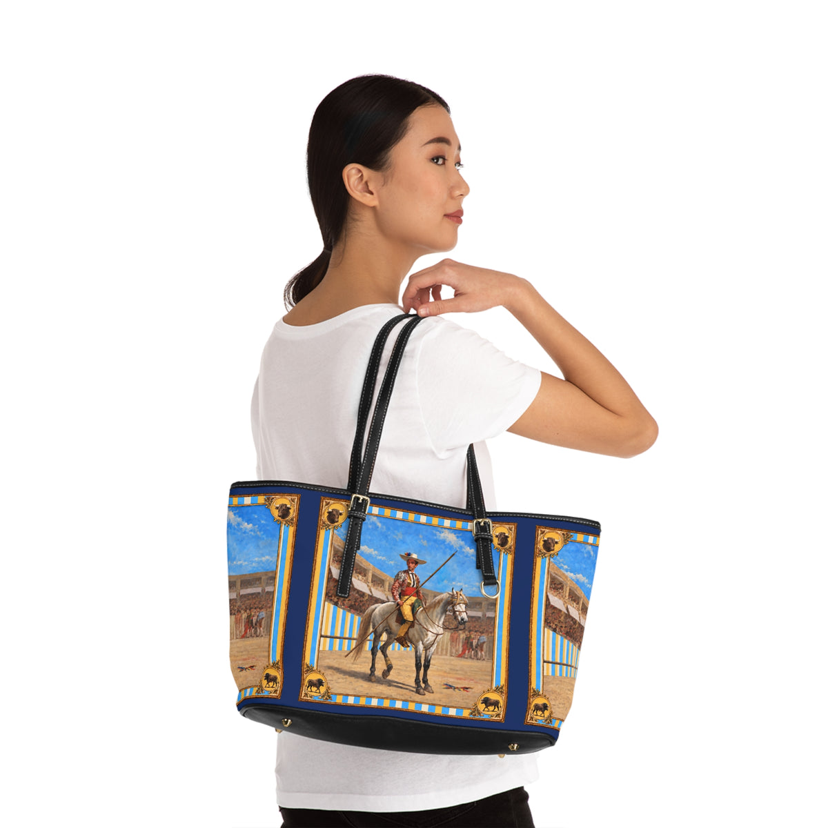 The Matador Collection-Tote-Yellow Bull Cameo with Navy