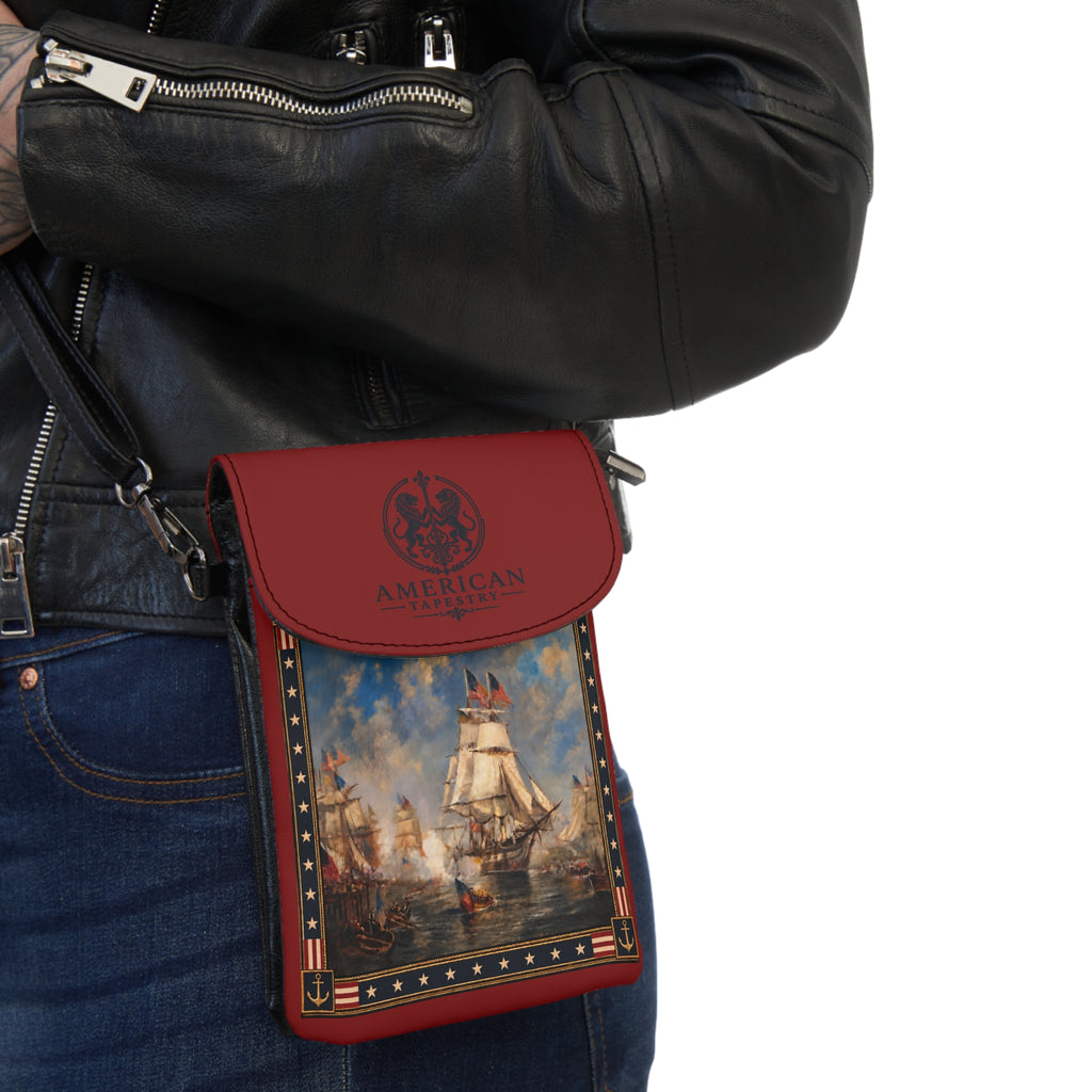 Crossbody Phone Case & Wallet Crossbody Bag — Return of the Constitution — Crimson with Deep Navy Emblem