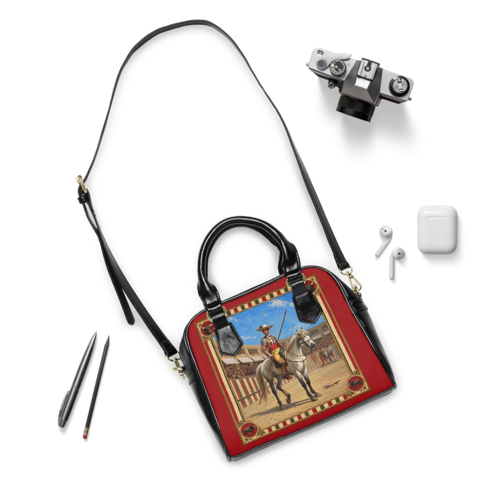 The Matador Collection-Satchel-Red Cameo Bulls with Red