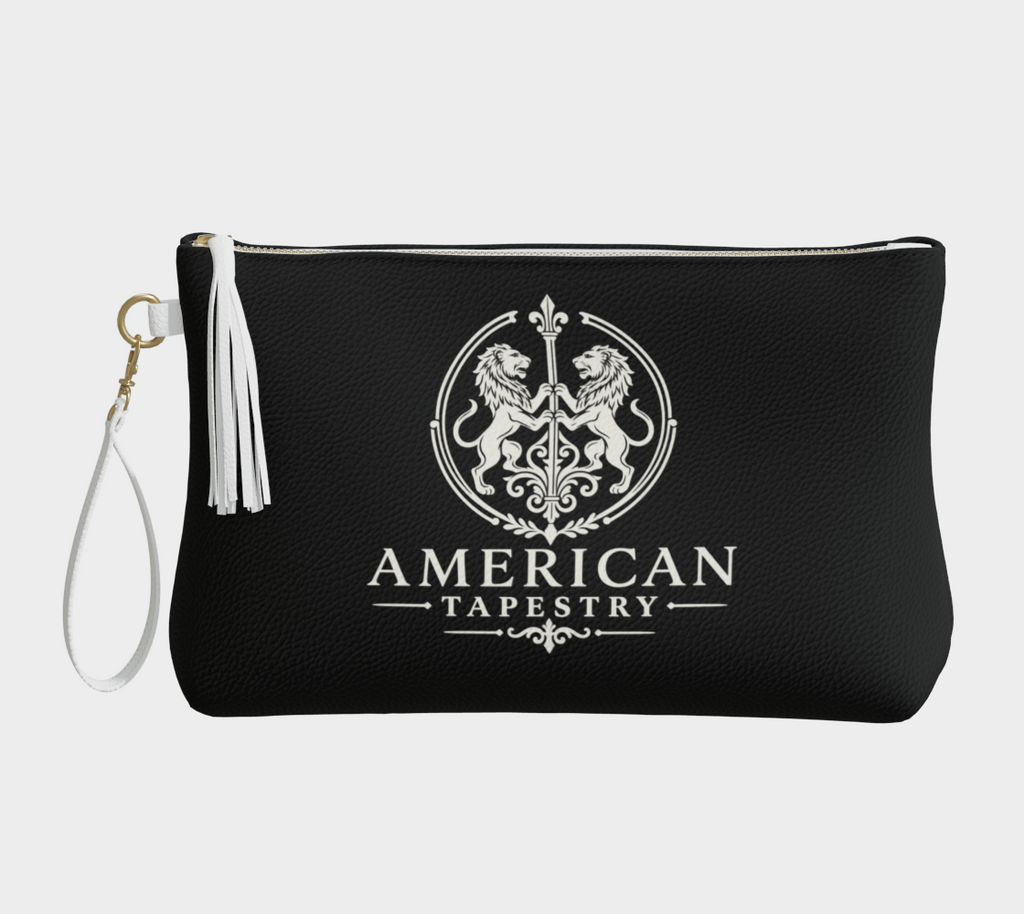 Large Wristlet Bag — Inspired by Louis C. Tiffany (1848–1933) — White Lions on Black