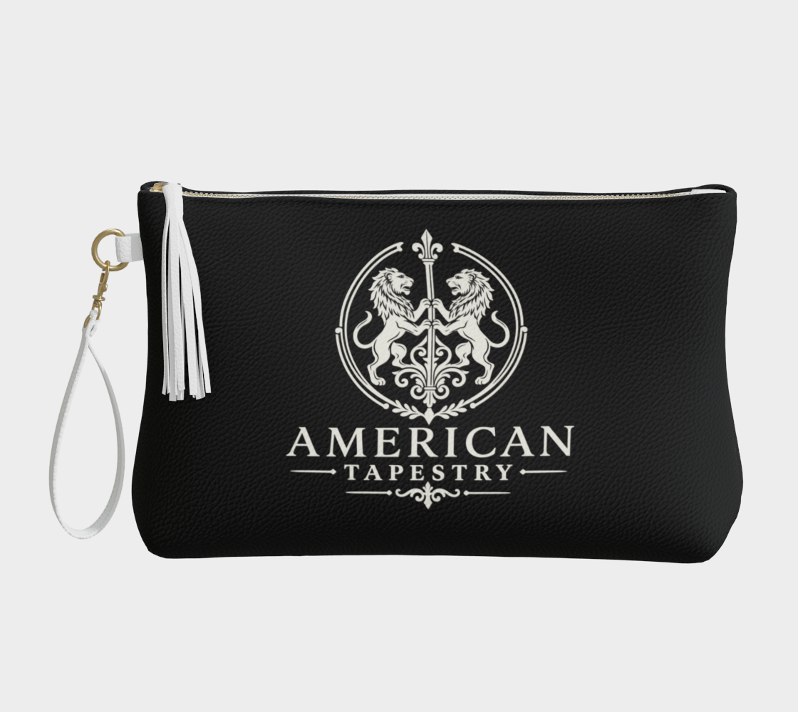 Large Wristlet Bag — Inspired by Louis C. Tiffany (1848–1933) — White Lions on Black