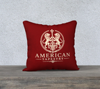 18″ Square Canvas or Cotton Canvas Pillowcase — USS Constitution — Back Emblem in Cream on Crimson