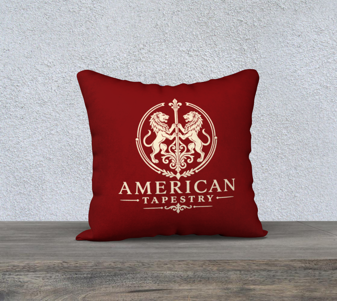 18″ Square Canvas or Cotton Canvas Pillowcase — USS Constitution — Back Emblem in Cream on Crimson