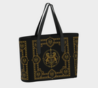Tote — Inspired by Louis C. Tiffany (1848–1933) and a French Teacup and Saucer — Gold Lions on Black