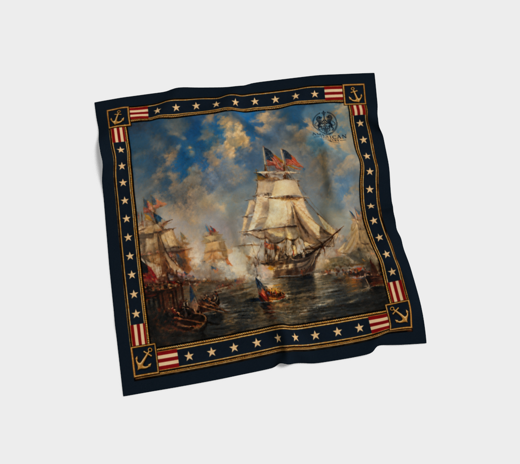 100% Silk Scarf — Return of the Constitution — Deep Navy Border