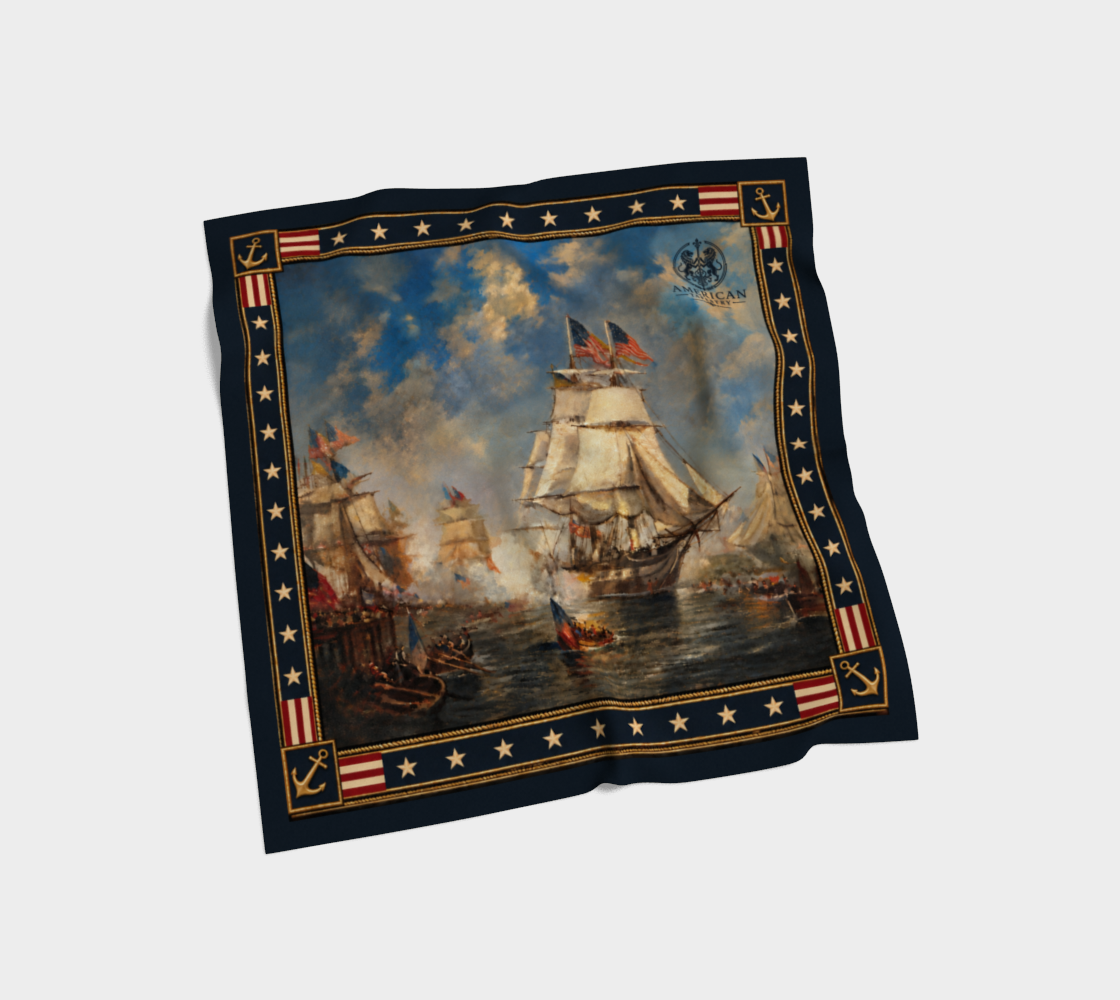 100% Silk Scarf — Return of the Constitution — Deep Navy Border