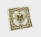 100% Silk Scarf — Inspired by Louis C. Tiffany (1848–1933) and a French Teacup and Saucer — Gold Lions on Antique White
