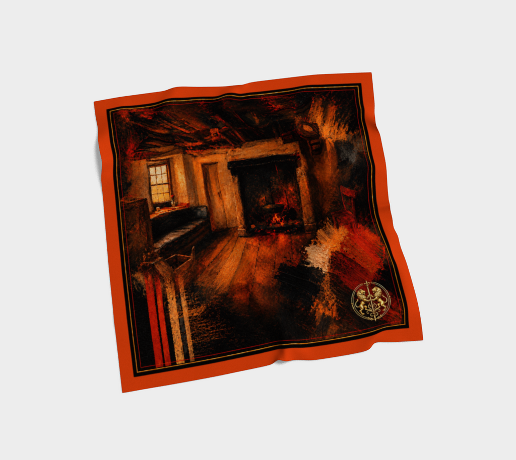 100% Silk Scarf — Interior Scene — Sunrise Ombré with Orange