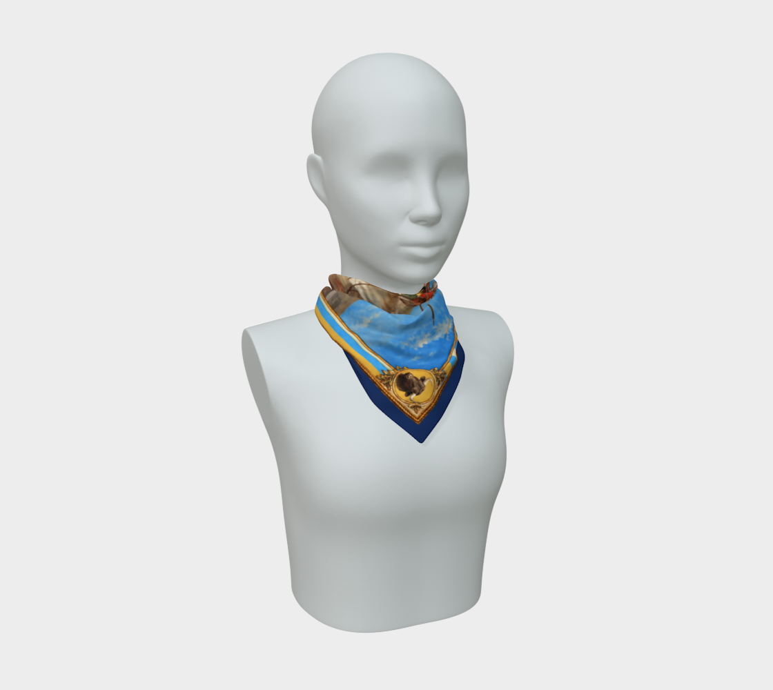 The Matador Collection-100% Silk Scarf-Yellow Bull Cameo with Navy