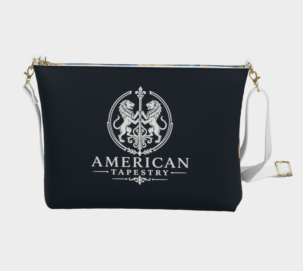 Crossbody Bag — Return of the Constitution with White Strap, Deep Navy and White Emblem Back