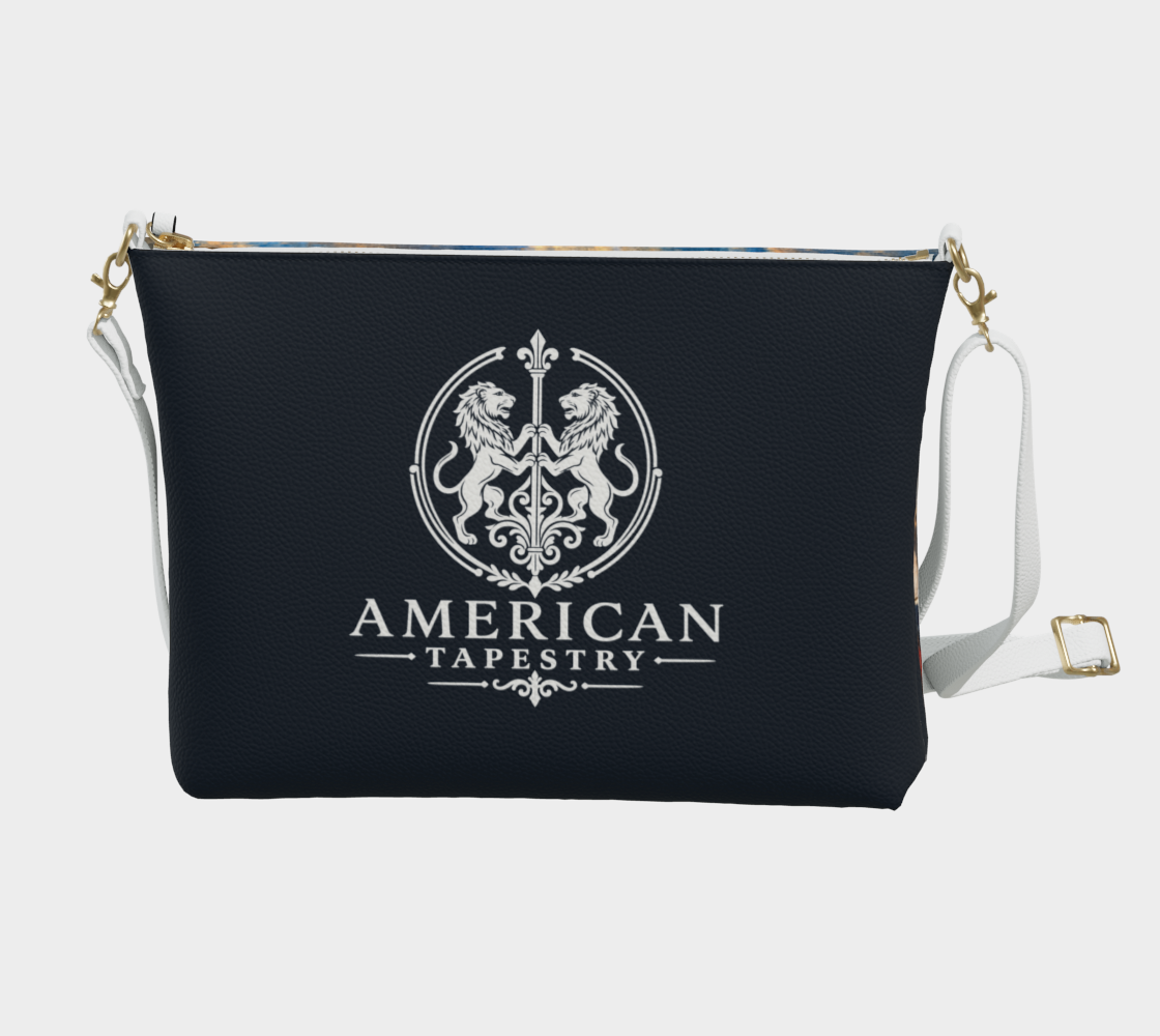 Crossbody Bag — Return of the Constitution with White Strap, Deep Navy and White Emblem Back