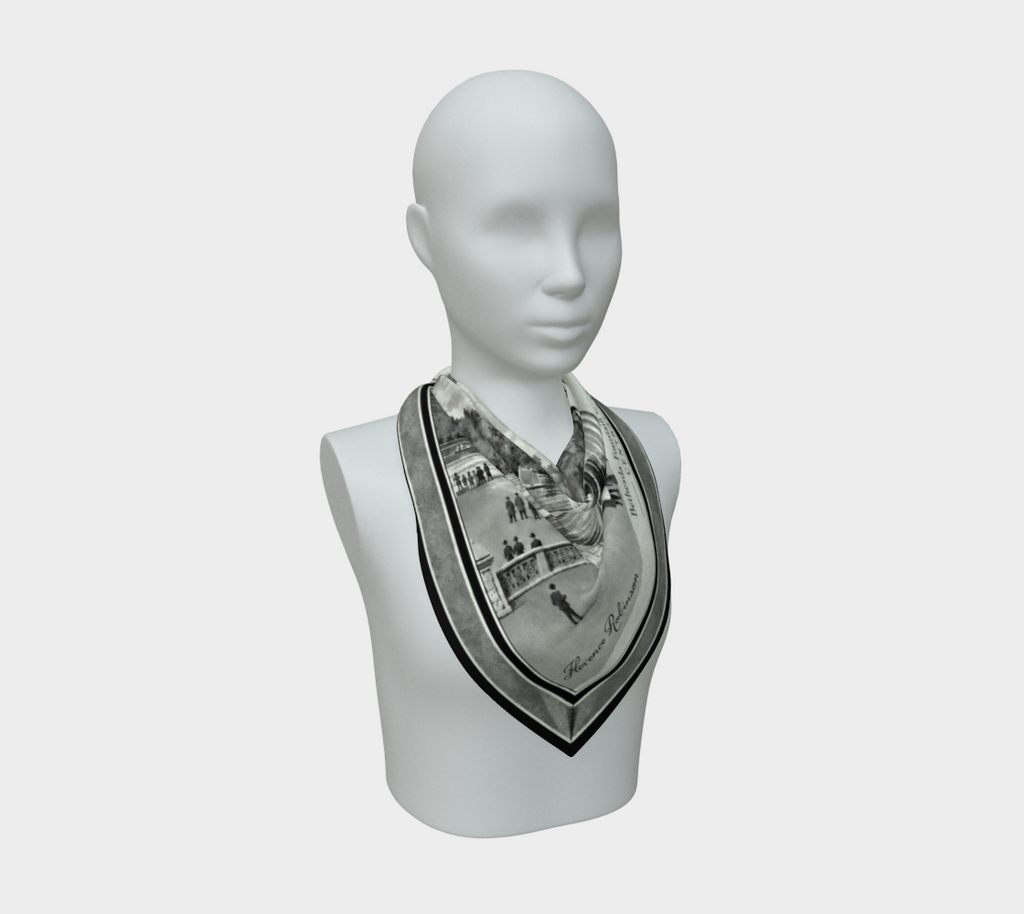 100% Silk Scarf— Bethesda Fountain, Central Park, NYC — Archival Black