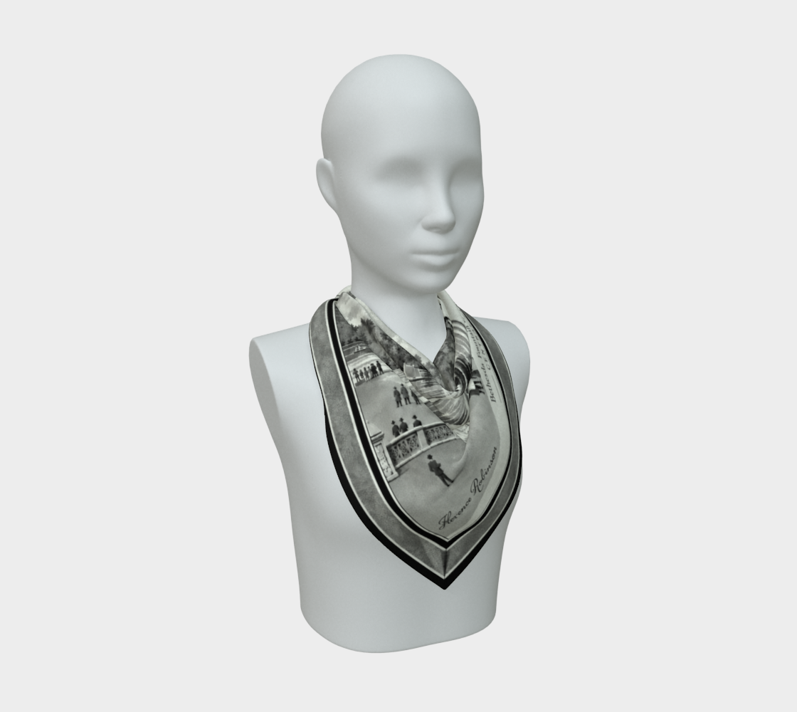 100% Silk Scarf— Bethesda Fountain, Central Park, NYC — Archival Black