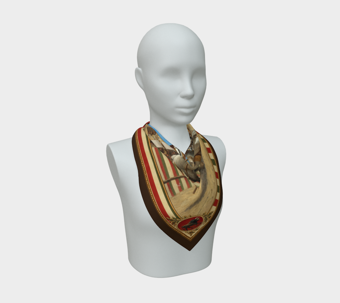 The Matador Collection-100% Silk Scarf-Red Cameo Bulls with Brown