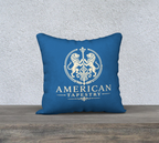 18″ Square Canvas or Cotton Canvas Pillowcase — USS Constitution — Back Emblem in Cream on Sky Blue