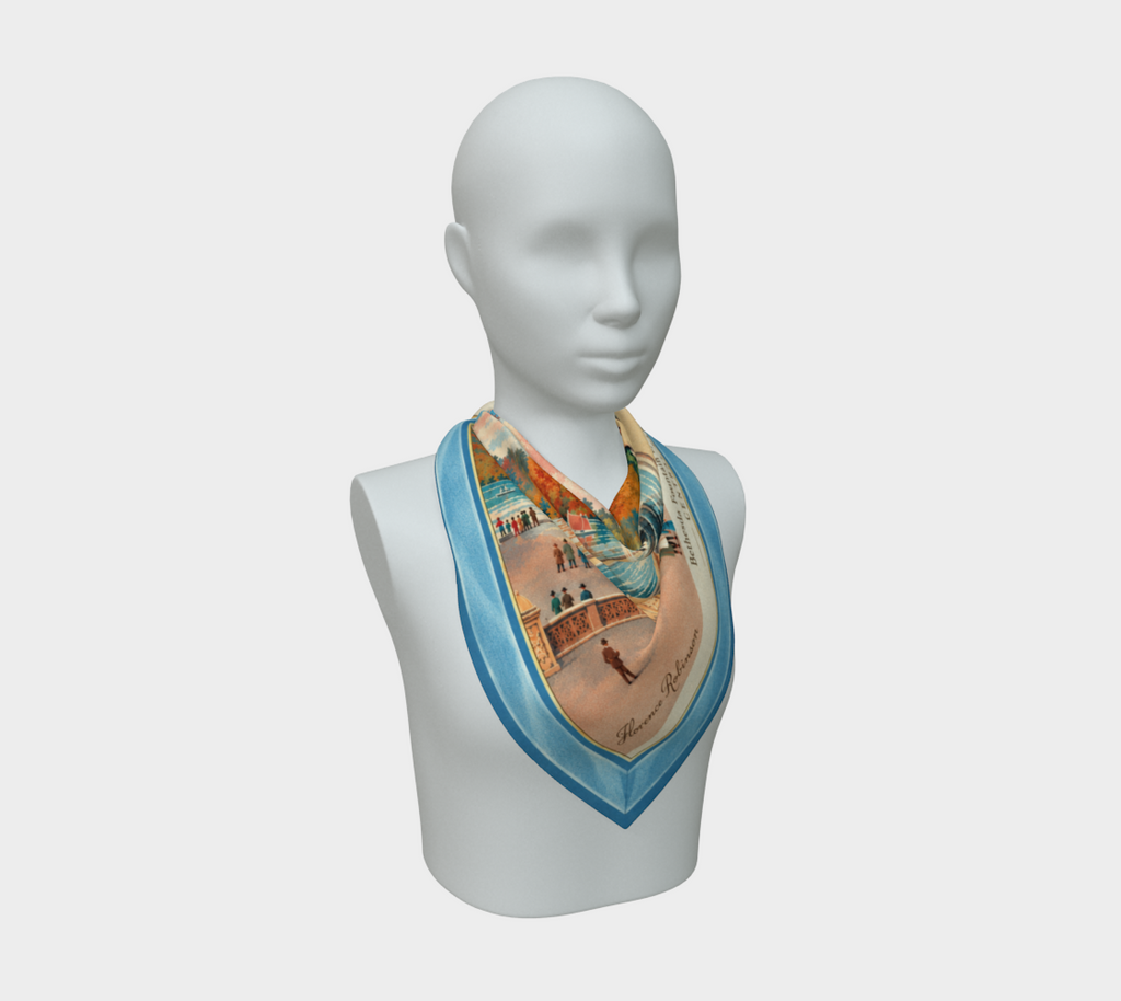 100% Silk Scarf — Bethesda Fountain, Central Park, NYC — Blue