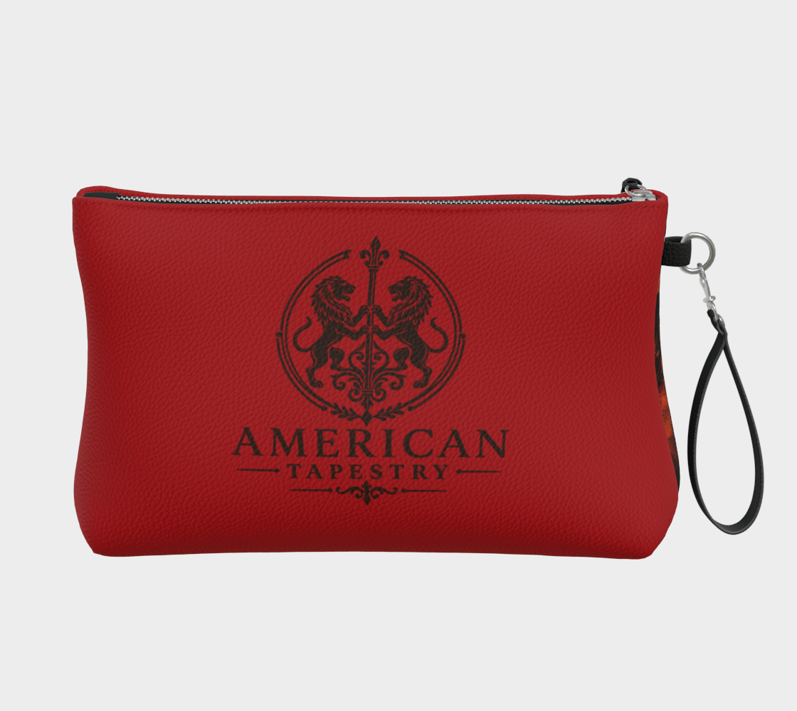 Large Wristlet Bag — Interior Scene — Sunrise Ombré with Red — Strap Options — Black or Ivory
