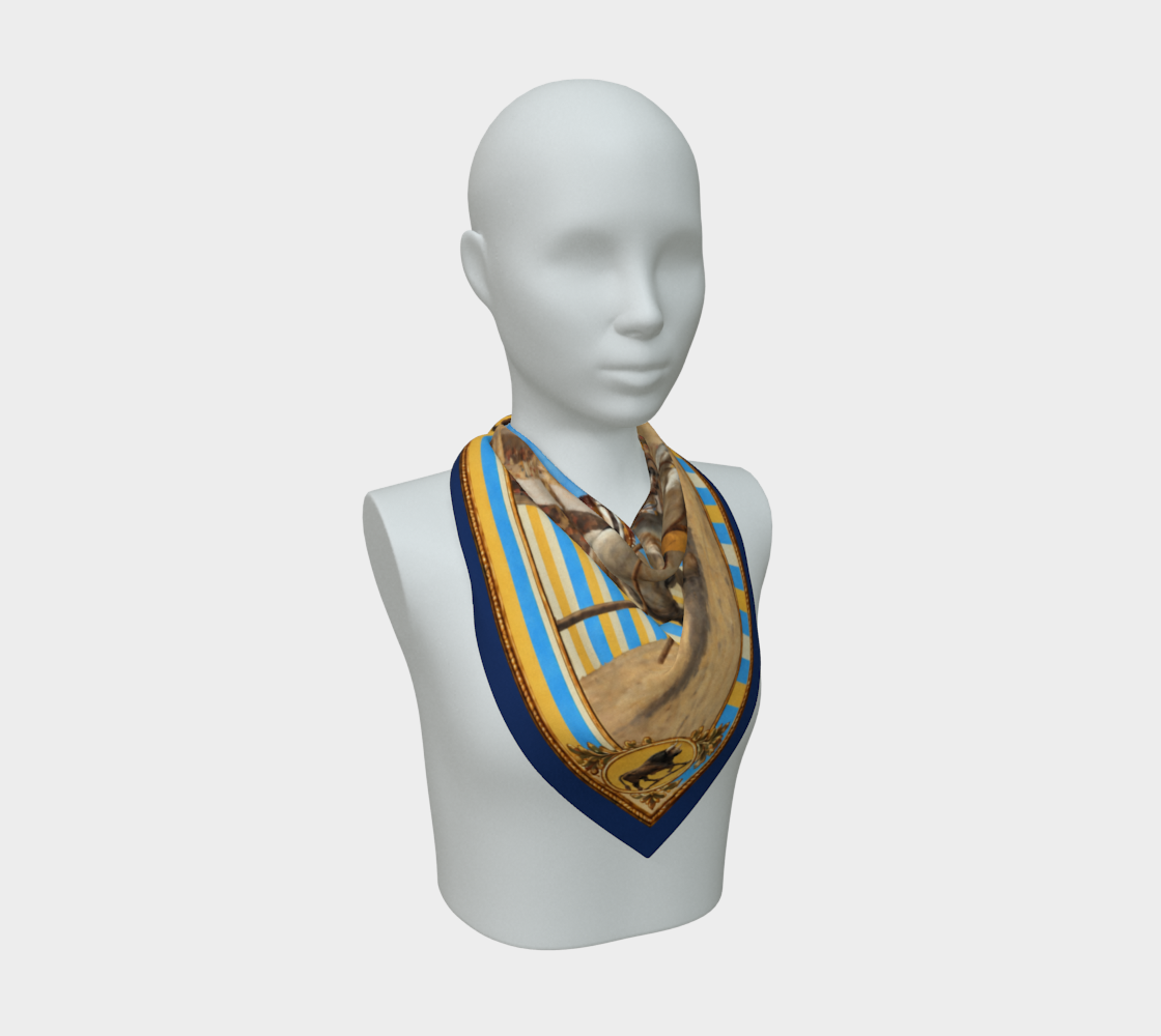 The Matador Collection-100% Silk Scarf-Yellow Bull Cameo with Navy
