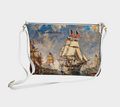 Crossbody Bag — Return of the Constitution with White Strap, Deep Navy and White Emblem Back