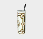 20 oz Steel Tumbler — Inspired by Louis C. Tiffany (1848–1933) and a French Teacup and Saucer — Gold Lions on Antique White