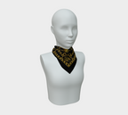100% Silk Scarf — Inspired by Louis C. Tiffany (1848–1933) and a French Teacup and Saucer — Gold Lions on Black