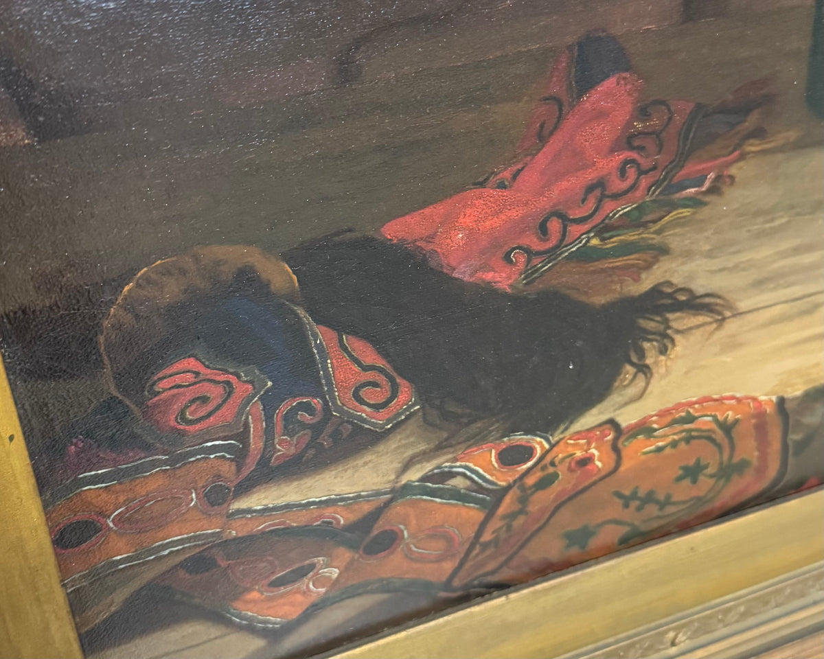 Pillowcase — Filling the Powder Horn — Original Multicolored on Red