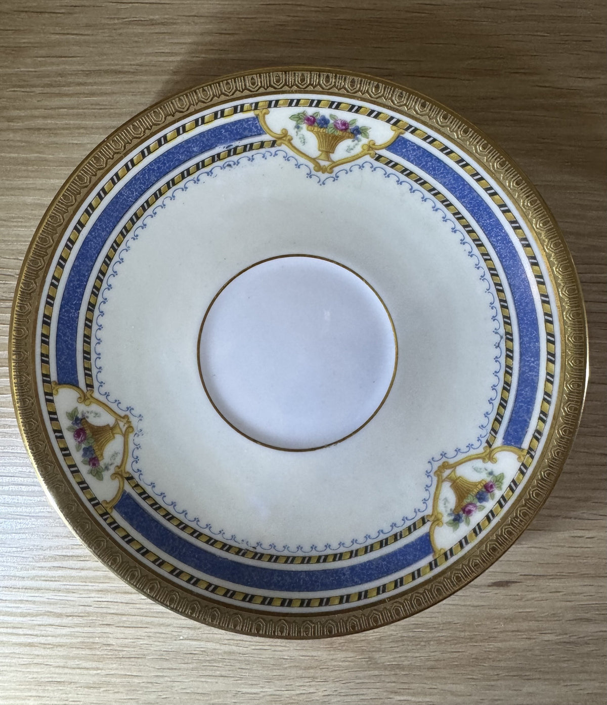 100% Silk Scarf — Inspired by Louis C. Tiffany (1848–1933) and a French Teacup and Saucer — Gold Lions on Antique White
