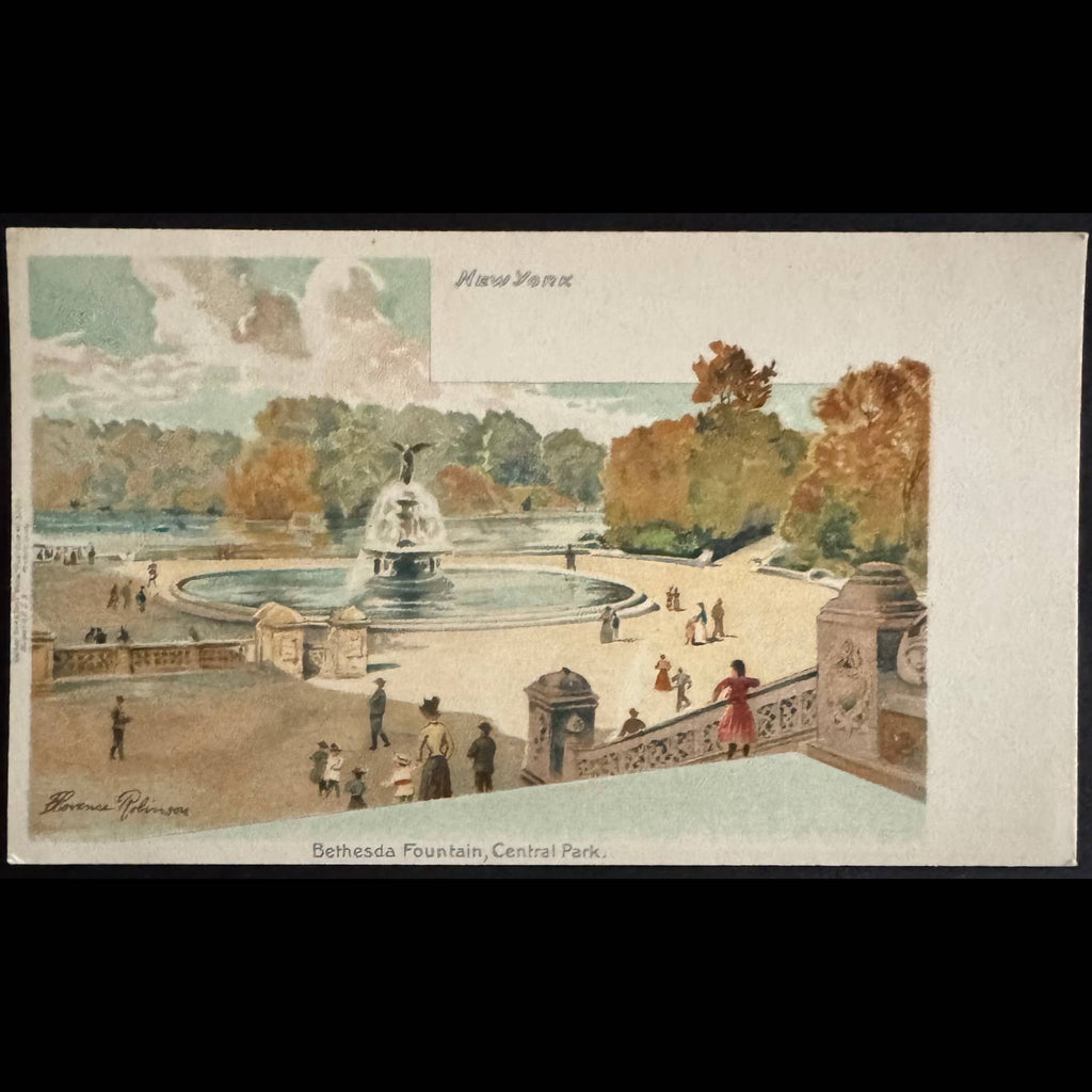 100% Silk Scarf — Bethesda Fountain, Central Park, NYC — Archival Green